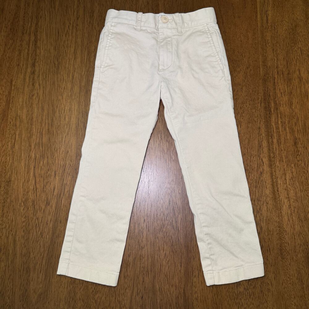 J.Crew Crewcuts Boys Size 5 Stretch Chino Pants Ivory White Adjustable Waist